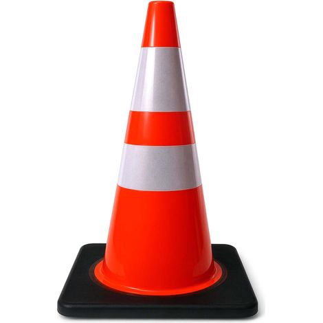 Wiltec Verkehrskegel 70 cm aus PVC mit Gummisockel, orangener Leitkegel zum Absichern, Pylon mit Reflexbändern (1/5)