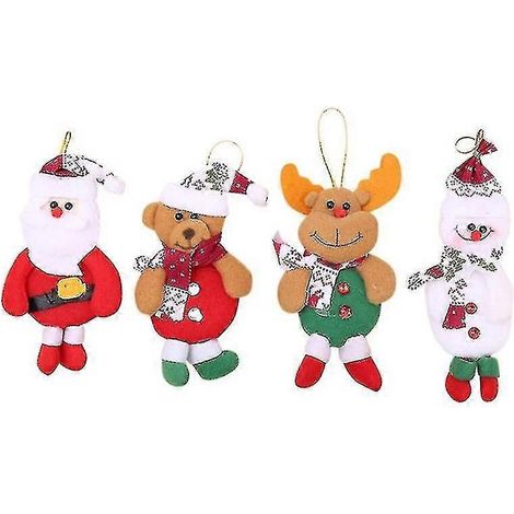 Lot de 4 décorations de Noël : pendentif Père Noël et bonhomme de neige, cadeau idéal pour toute la famille. Décoration de Noël créative à suspendre.