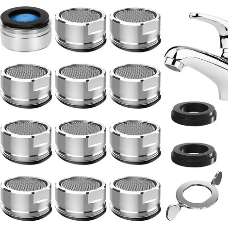 12 Pièces Mousseur Robinet M24 – Aérateur de Robinet Économie d’Eau, Embout Universel Cuisine & Salle de Bain, Filtre Anticalcaire, Brise-Jet en Acier Inoxydable avec Joints et Clé de Montage (1/5)