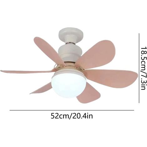 LED-Deckenventilator mit Fernbedienung – 3 Geschwindigkeitsstufen, 3 Farben, dimmbar – für Schlafzimmer und Wohnzimmer – Hellrosa (1/5)