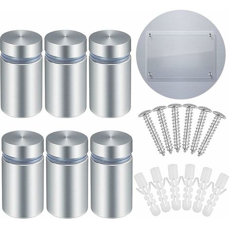 Support Vis Publicité en Acier Inoxydable 25pcs Standoff Publicité Entretoise Murale Fixations Montage pour Verre Acrylique Photos Publicité Produits d'Équipement Médical Produits de Décoration19x25mm (1/2)