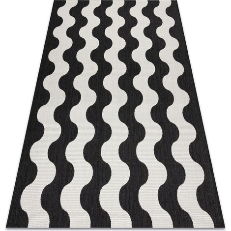 Tapis SIZAL FLAT 49377690 Vagues crème / noir black 140x200 cm