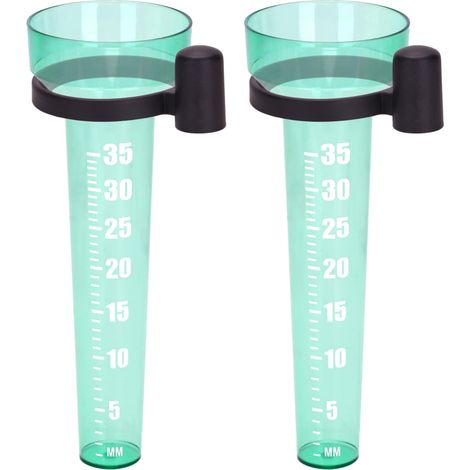 2PCS Pluviometre Exterieur Jardin, Pluviomètre Plastique avec Titulaire, pour Jardin Fermes, 24X8.5CM-Vert Clair (1/5)