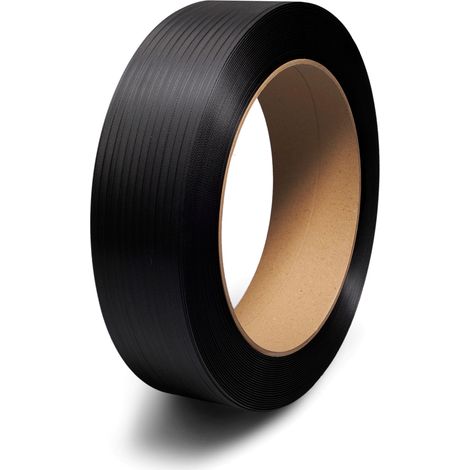 REGGETTA NERA PLASTICA POLIPROPILENE 15x06mm ROTOLO 2000m IMBALLAGGI ØFORO 40cm