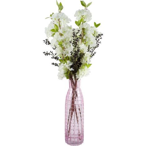 100cm White Artificial Blossom and Berries Glass Vase (1/4)