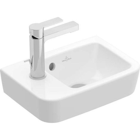 Villeroy & Boch O.novo - Lavamanos Compact 36x25 cm, con rebosadero, 1 orificio para el grifo a la izquierda, blanco alpino 43423601 (1/4)