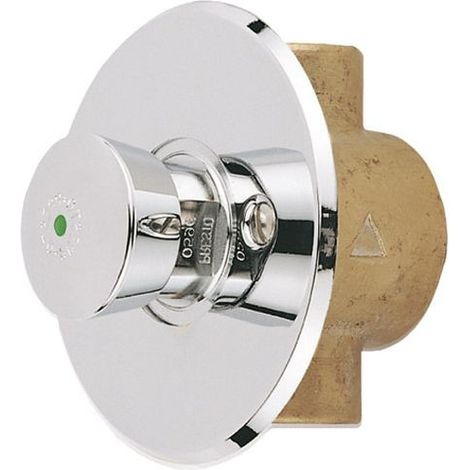 Presto – Robinet temporisé encastré pour urinoir – Finition laiton chromé – Débit 9 l/min – Ouverture bouton poussoir – Résistant à la corrosion
