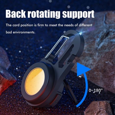 Mini lampe torche COB portable et rechargeable avec porte-clés, support, décapsuleur et base magnétique pour la pêche, la marche et le camping. Idéale pour les activités de plein air comme la pêche, l (1/5)