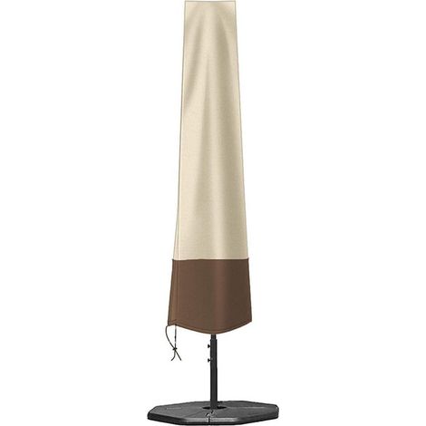 Wasserdichte Sonnenschirmhülle aus 600D-Gewebe beige hellbraun Robuste Aufbewahrungstasche aus Oxford-Gewebe für Sonnenschirme Terrasse Garten x 200 (1/5)