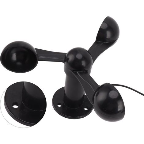 Eosnow – Anémomètre à trois tasses – Câble étanche 8 m – Trou de montage 4 cm – Matériau ABS durable – Détecteur de vitesse du vent extérieur