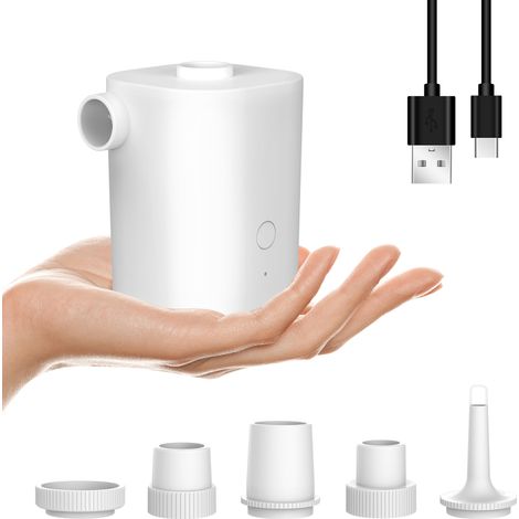 Pompe à air électrique avec 5 embouts, pompe à air rapide USB avec batterie 2500 mAh pour gonfler et dégonfler les objets gonflables tels que matelas pneumatiques, lits gonflables, jouets de piscine e (1/5)