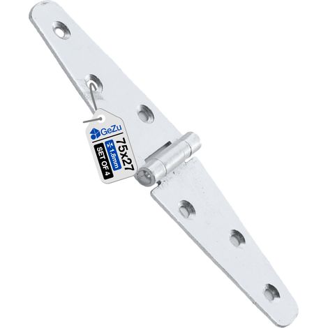 Lot de 4 Charnières de portail ⌀ 75 mm – Galvanoplastie – Penture bout droit – Pentures lourdes avec gonds sur platine – Fixation robuste pour portails et structures bois – GeZu Impex