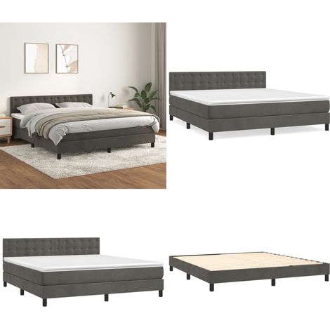 Boxspringbett mit Matratze Dunkelgrau 160x200 cm Samt - Boxspringbett -  Boxspringbetten - Home & Living (1/5)