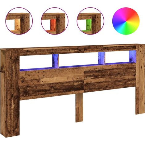 Tête de lit,Panneau décoratif à LED vieux bois 220x18,5x103,5cm bois d'ingénierie CFW1711235 (1/5)