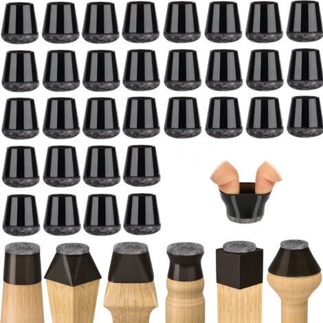 Protecteurs de Sol en Silicone Noir pour Pieds de Chaise - 32 Pièces, Patins en Feutre, Silencieux et Sans Rayures (14-18mm) - Idéal pour Parquet et Carrelage -