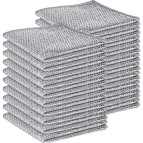 20 Pcs Chiffons de Nettoyage pour Vaisselle Torchon de Cuisine Multifonctionnel Chiffons à Vaisselle en Fil Métallique Double Couche Anti-Rayures Chiffon Lavette Réutilisable (1/5)
