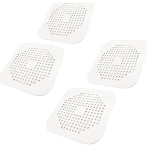5,7-Zoll-Quadrat-Duschablaufabdeckung, TPR-Ablauffänger, flacher Silikonstopfen, 4er-Pack (Weiß) (1/4)