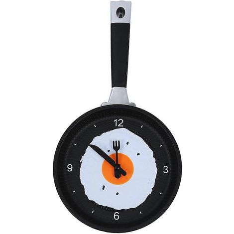 Horloge poêle à frire avec œuf au plat - Horloge murale de cuisine originale - Verte (1/5)