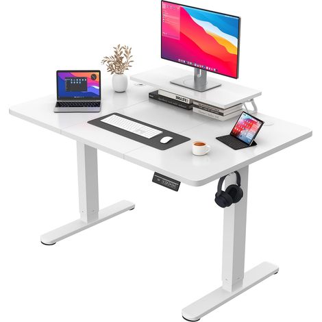 Bureau Assis Debout électrique avec Panneau de Commande Intelligent Contrôle de la mémoire à 2 Vitesses Système Anti-Collision Gestionnaire de câbles Coin de Table réglable en Hauteur (1/5)