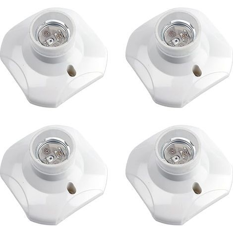 E27 Screw Ceiling Light Socket Wall Base AC 230V White Square Lamp Holder Plastic Base Garage (1/3)