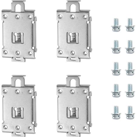 Lot de 4 Supports de Montage sur Rail DIN 35 mm, Clips de Retenue pour Relais Statique, avec Vis de Fixation, Robustes et Durables, Idéaux pour l'Installation de Relais dans les Armoires Électriques