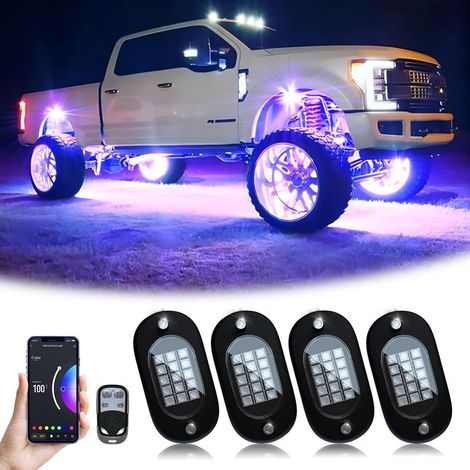RGB LED Rock Light Kit für Auto, 4 Pods, APP/RF-Steuerung, Musikmodus, Wasserdicht (1/5)