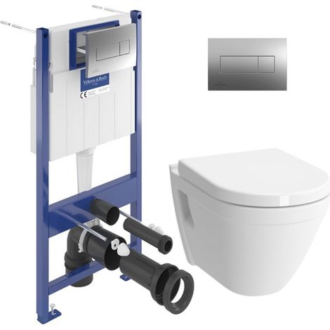 ViConnect Pro S Pack WC bâti Villeroy & Boch + Cuvette Vitra S50 + Abattant softclose + Plaque chrome (ViConnectS50-1-SP)