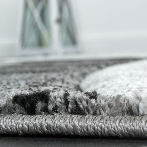 Paco Home Tappeto Di Design Con Bordo Definito A Righe In Grigio Nero Crema Screziato 160x230 cm
