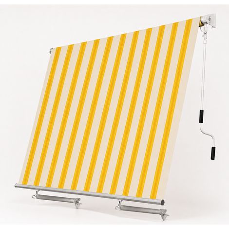 Tenda Da Sole Con Apertura Manuale Copertura Resistente In Poliestere 280G Schermatura Solare Retrattile Per Spazi Outdoor Balcone Veranda E Terrazzo 295x250x50 Cm Giallo E Beige (1/5)