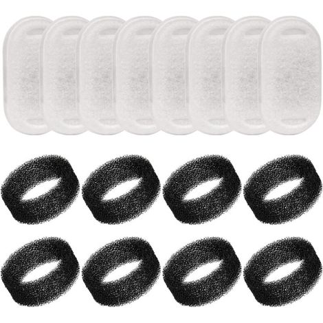 Filtros para fuentes de gatos, 16 piezas de repuesto para fuentes de gatos y perros, filtro de carbón activado para fuentes de acero inoxidable de 3,2 L (8 + 8 piezas) (1/4)