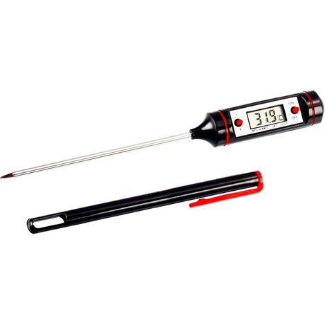 Numerisches Küchenthermometer mit Sonde für BBQ, Essen und Wein mit sofortiger Anzeige auf dem LCD-Bildschirm (1/4)