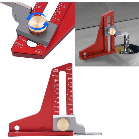 Règle de mesure avec jauge de hauteur magnétique pour scie circulaire électrique et machine à graver, jauge de hauteur de table de scie à réglage fin inversée (0-2 pouces). (1/5)