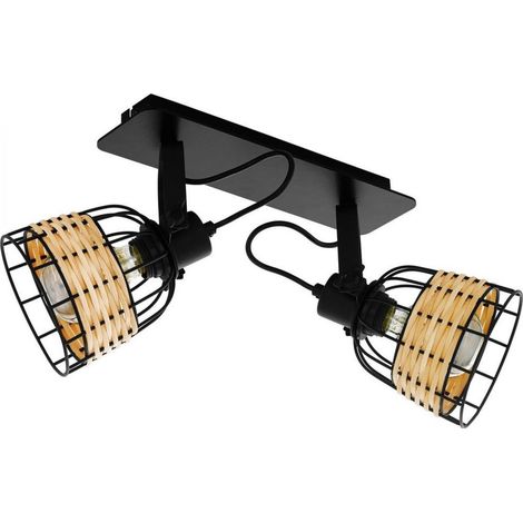 Eglo Iluminación Regleta rattan y acero Anwick 1 2XE27