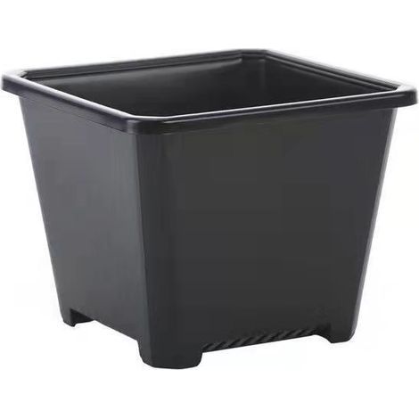 Pflanztopf schwarz, 2er-Pack, 14 , quadratische Kunststoffdose schwarz
