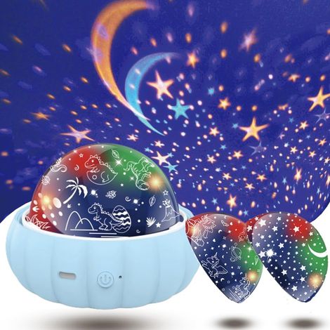 Projecteur d'étoiles rotatif à 360°, 3 en 1, ciel étoilé, dinosaure, licorne (bleu) (1/5)
