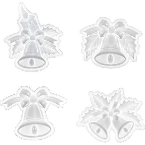 Ensemble de 4 moules en silicone pour créer soi-même des décorations de Noël en forme de cloche. Moules de moulage en résine pour loisirs créatifs et décorations de maison faites main. (1/5)