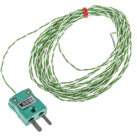 Thermocouple type K Ø 1/0.2mm, L 5m, +260°C max à Fiche mâle miniature ( Prix pour 1 ) (1/3)