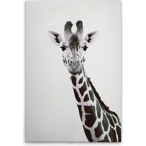Leinwandbild Tiere Giraffe M1-No.51126 - Kunstdruck auf Leinwand in Schwarz Weiß - Wandbild 30 x 45 cm (1/5)