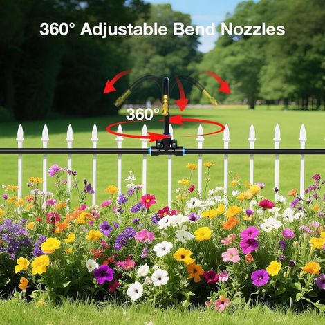 100 ft Système d'arrosage automatique extérieur 2026, kit goutte-à-goutte avec 16/32 buses en cuivre ajustables pour potager, jardin surélevé et pelouse
