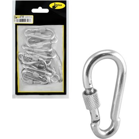 Moschettone per pompieri con chiusura di sicurezza - 6x60mm - 15 unità