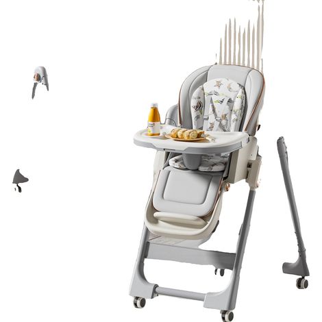 Seggiolone, pieghevole, con sedile regolabile, XCZY8122-GRIGIO (1/2)