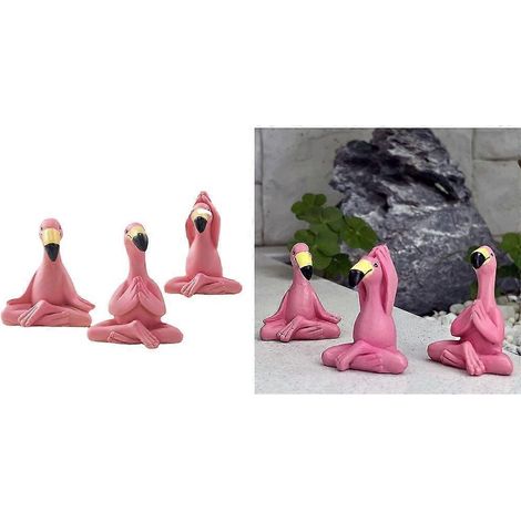 Lot de 3 figurines de flamants roses élégantes, jolies statues de flamants roses pour jardin extérieur (1/4)