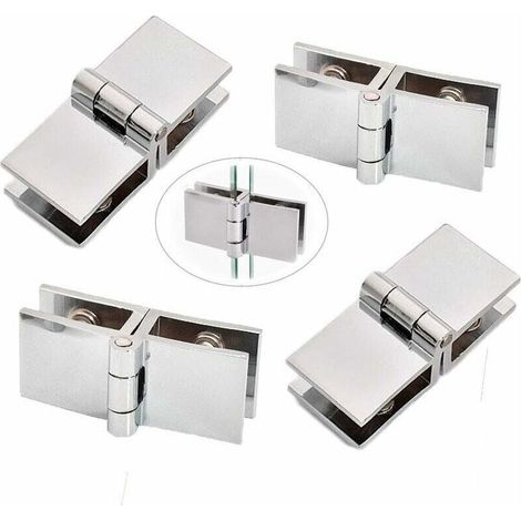 Glastürscharniere, Glastür-Clipscharnier, Tür scharnier (180 Grad), Klappglas-Scharnier aus Zinklegierung für 5–8 mm Badezimmer-Glastüren