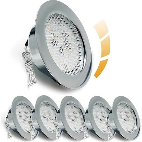 LED Encastrable Dimmable 230V 5W,4500K Blanc Neutre luminaires pour Meuble LED, 20mm Extra Plat Spots, Trou 55-58mm Spots Encastrables pour Meuble Plat, Hotte de Cuisine, Set de 6 (1/5)
