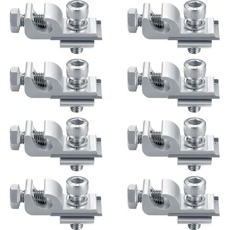 8 Clips de mise à terre, Aluminium résistant, Pour système de montage solaire, Toits et abris