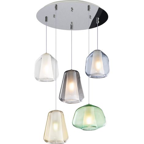SOSPENSIONE CROMO 5 LUCI TONDA VETRI (ALPHA VE) (BETA TR + BLU) (GAMMA FU + AM) 1176CR-S5 T ABG-MC (1/3)