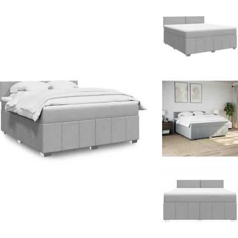Sommier à lattes de lit avec matelas Gris clair 180x200cm Tissu - Sommier À Lattes De Lit - Sommiers À Lattes De Lit - Lit - Meuble De Chambre À Coucher (1/5)