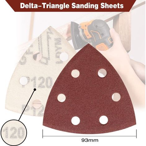 Triangles de Ponçage 25 Pièces Grain 320 Chacun,93 x 93 x 93 mm Pour Ponceuses Delta,triangles abrasifs autoagrippants (1/4)