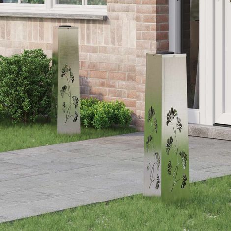 Solar LED Weg Licht 2 pcs Silber Edelstahl