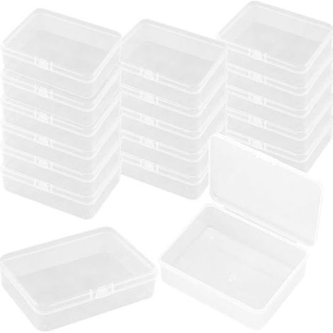 Lot de 18 mini boîtes de rangement Plastique transparent Couvercle à charnière Pour perles et cartes 75 x 5 (1/5)